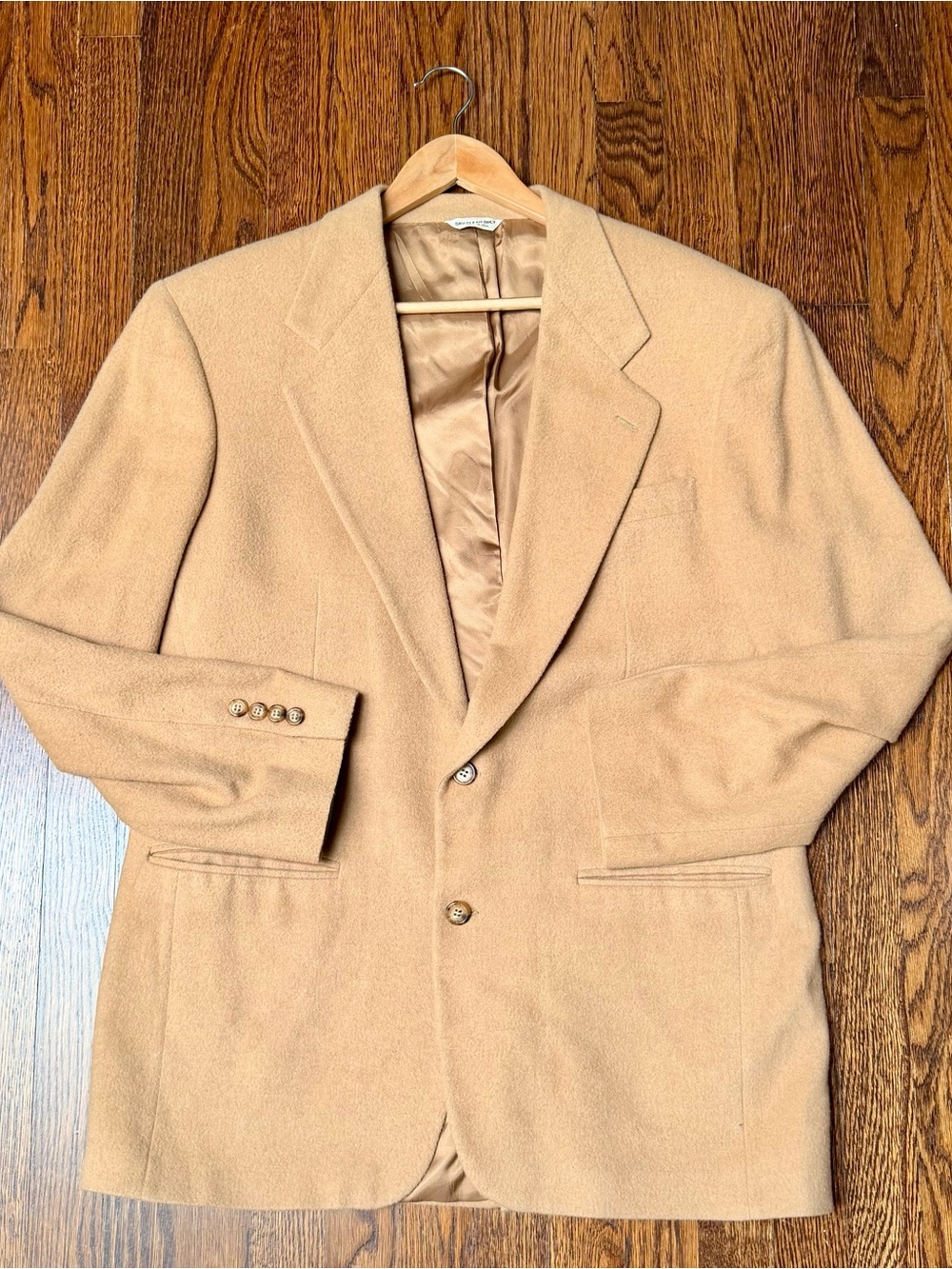 Bill Blass Tan 100% Camel Hair Sport Coat - Two-Button Blazer